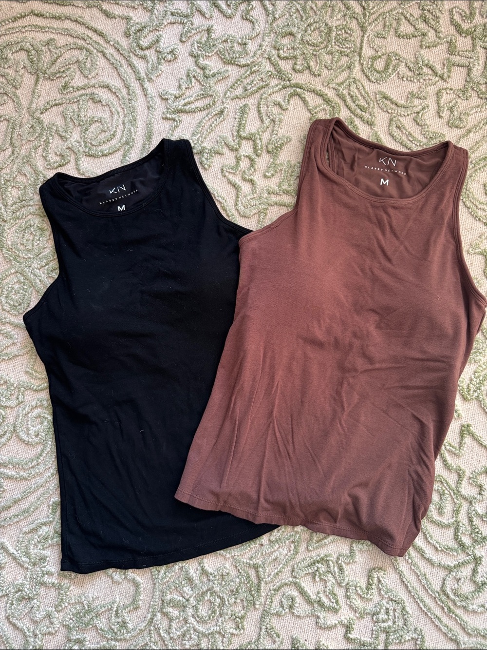 Klassy Network Ribbed Tank Tops - Black & Brown